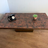 Brutalist coffee table, hammered copper 70 – in the style of H. Lilienthal.