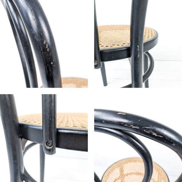 Chaise de café vintage Bugholz noir Wiener Geflecht Chaise de salle à manger