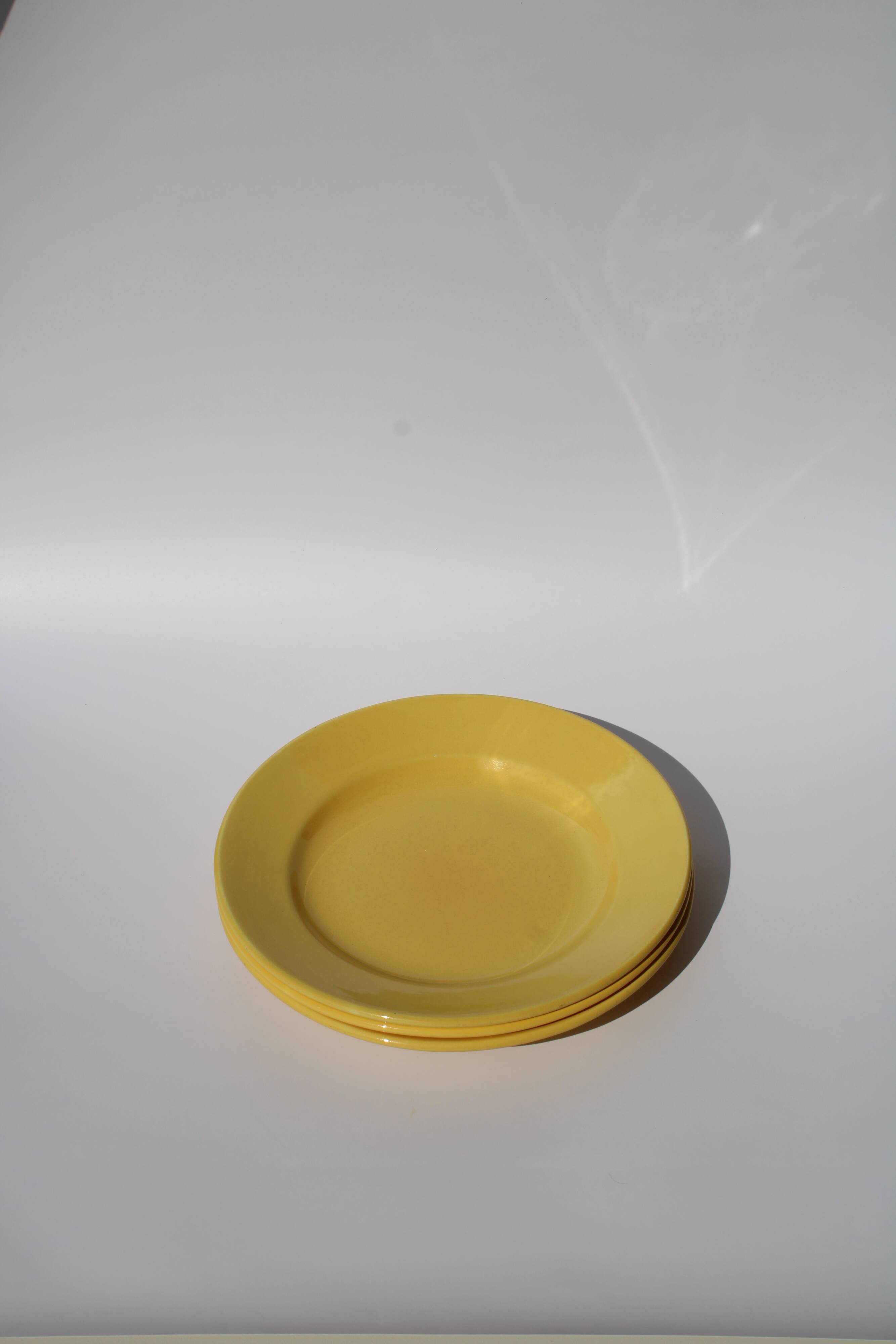 3 yellow Sarreguemines plates