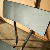 Pair of blue formica chairs