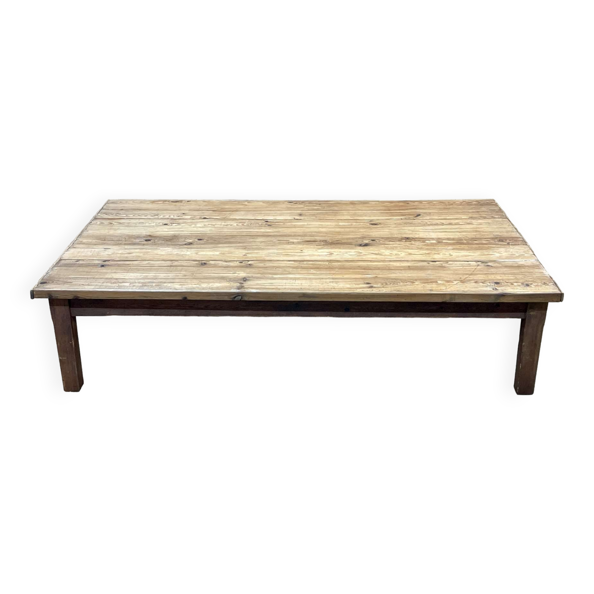 Large 1930s pitch pine coffee table