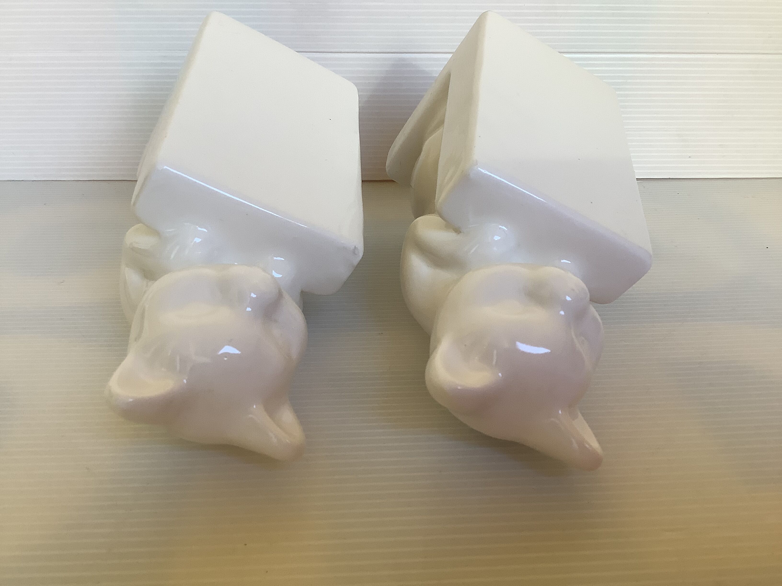 Pair of greenhouse books cats white earthenware