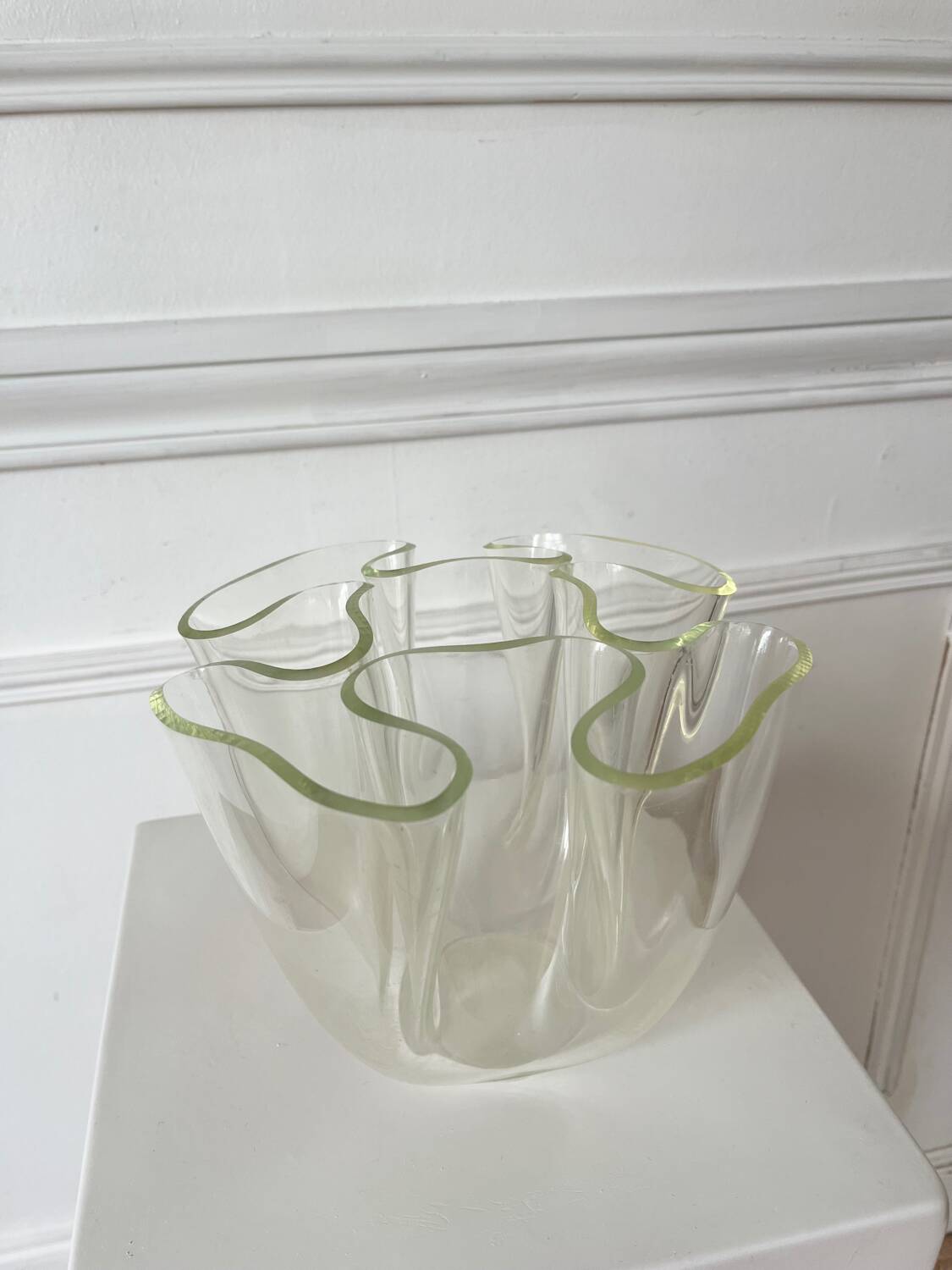 70s design Plexiglas tissue holder vase