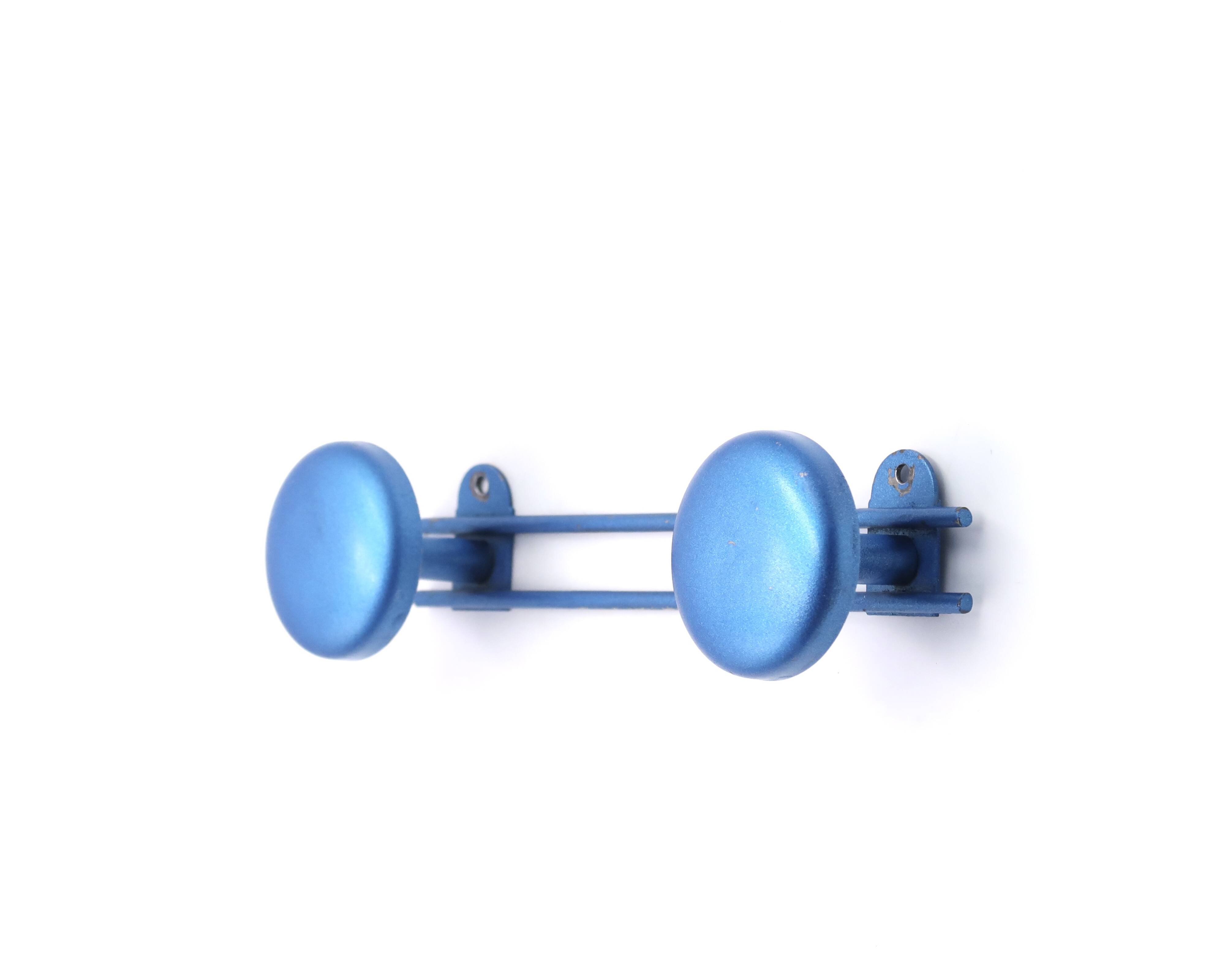 Electric blue metal coat rack, 1950s