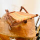Vintage wooden folding doll's deckchair on wheels