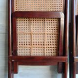 Vintage folding cane and wood chairs