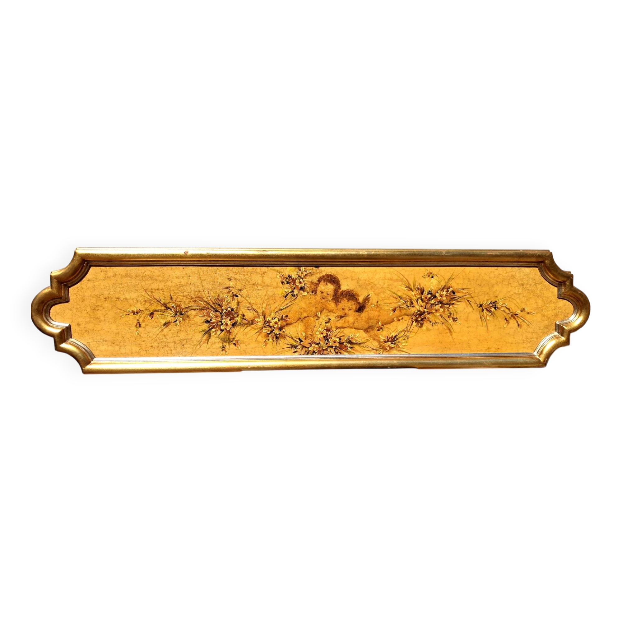 Vintage Venetian fresco, headboard, baroque art