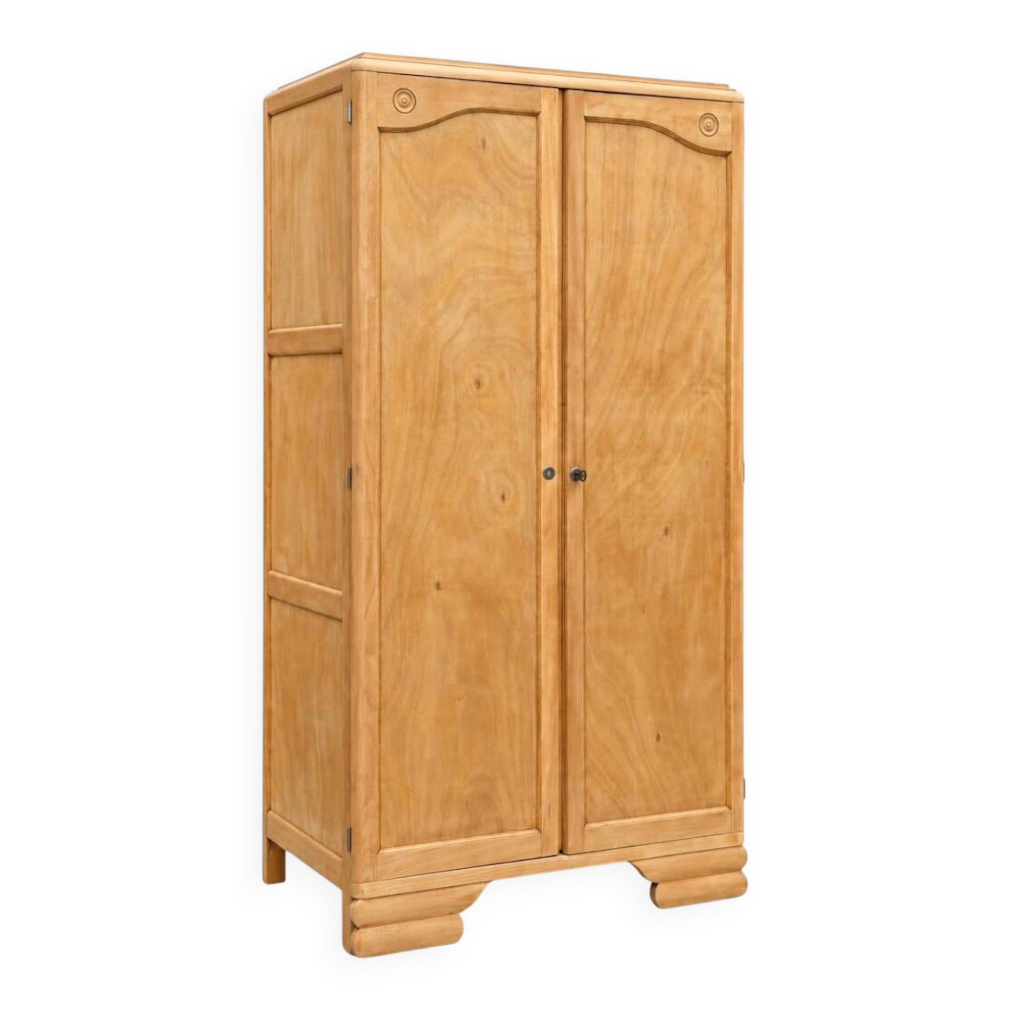 Parisian Art Deco wardrobe, renovated with raw wood.