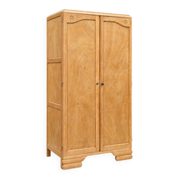 Parisian Art Deco wardrobe, renovated with raw wood.