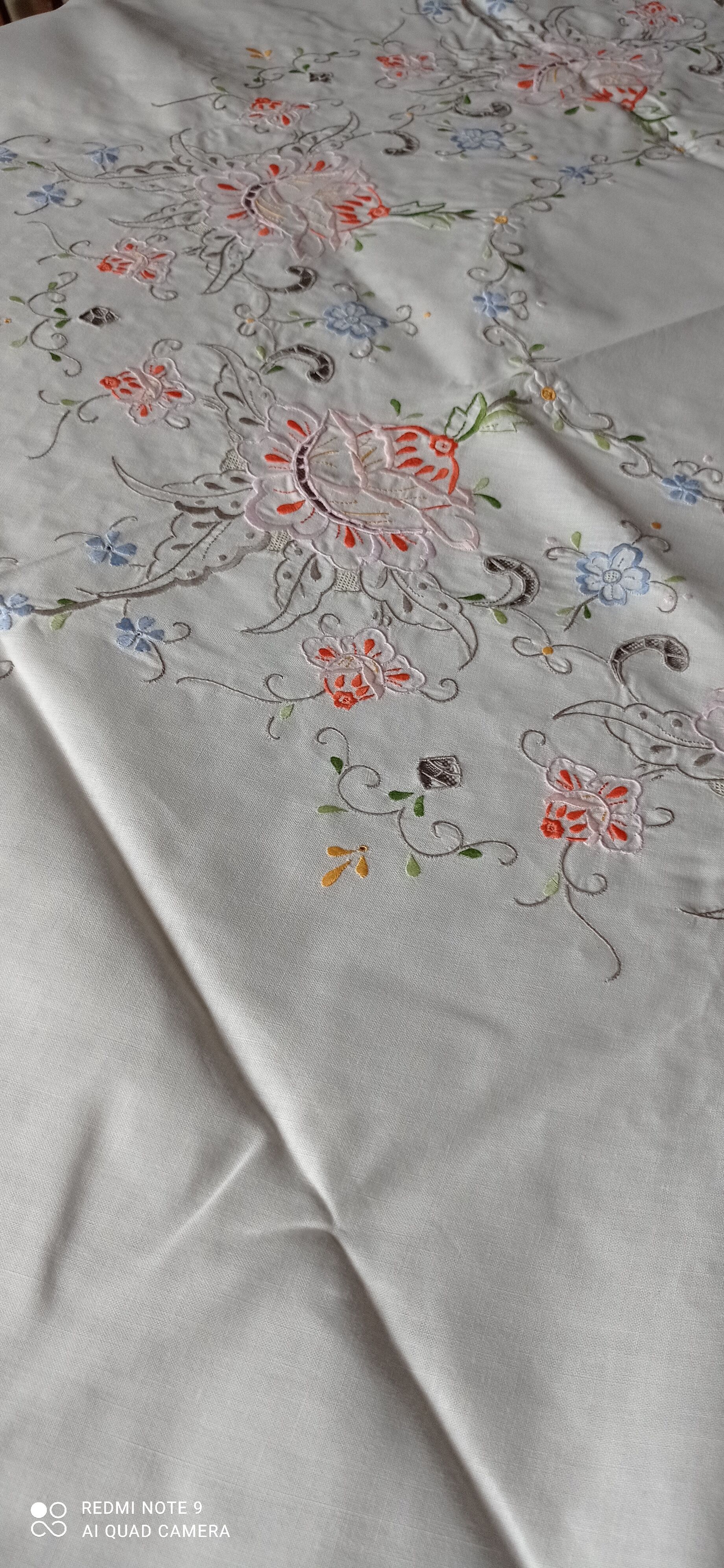 Antique embroidered tablecloth and towels