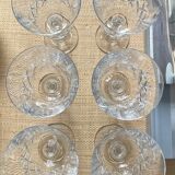 6 crystal wine glasses, 1980