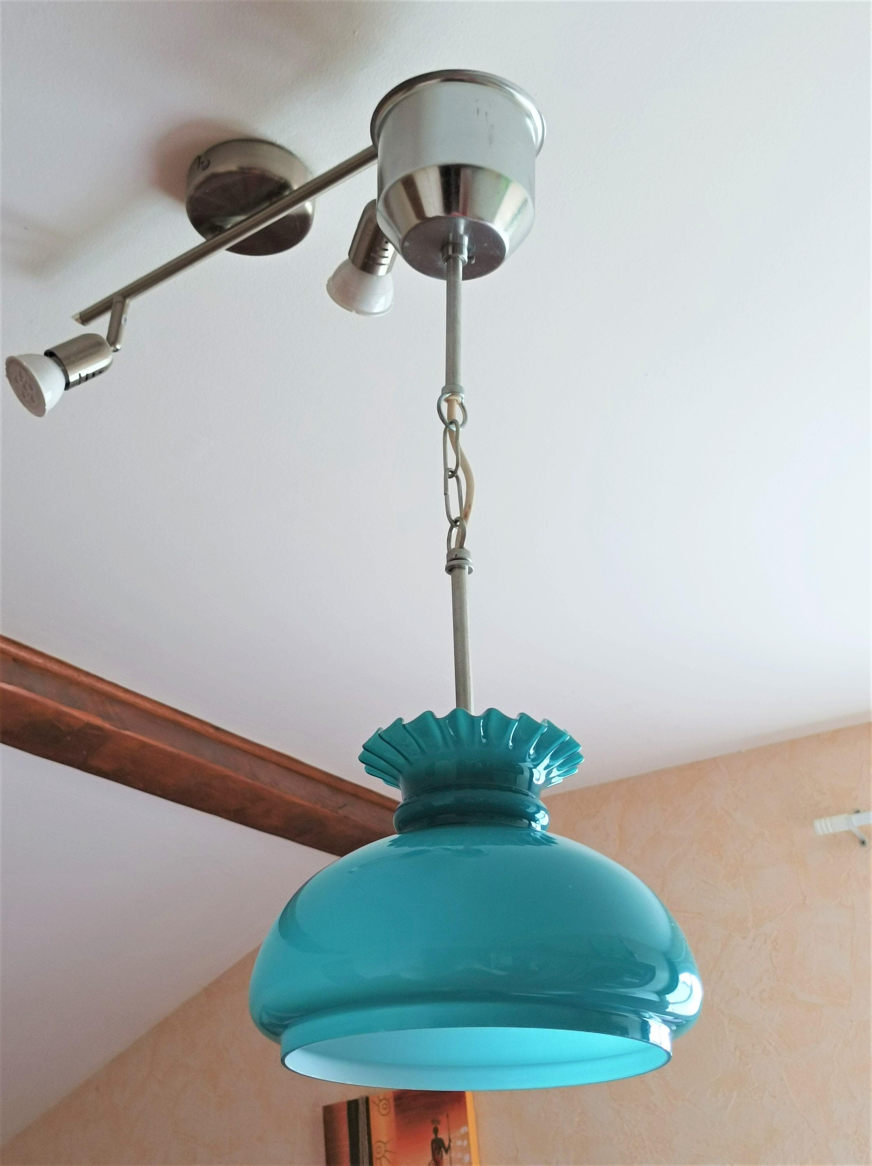 Blue opaline chandelier