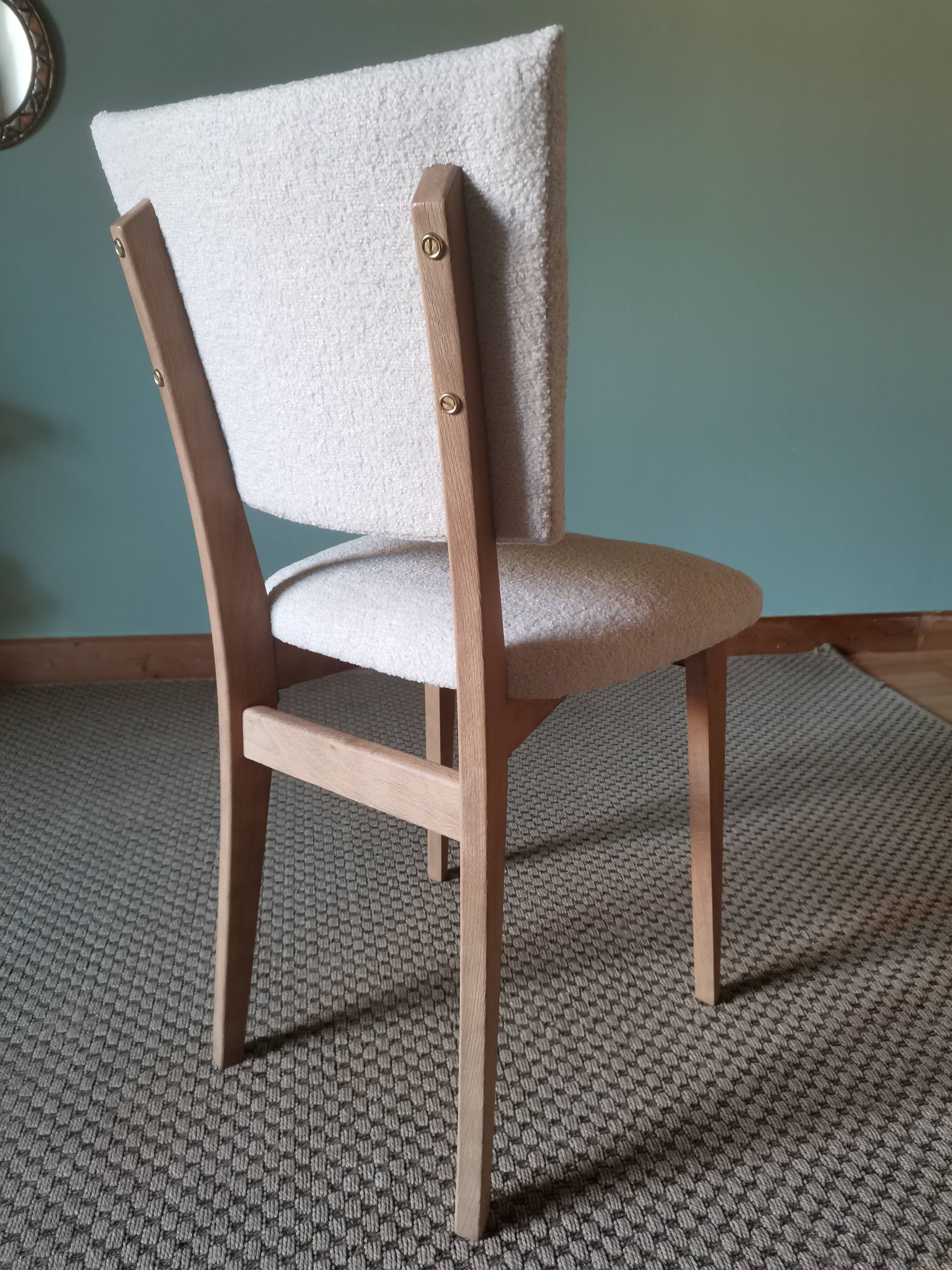 Art Deco white boucle chairs