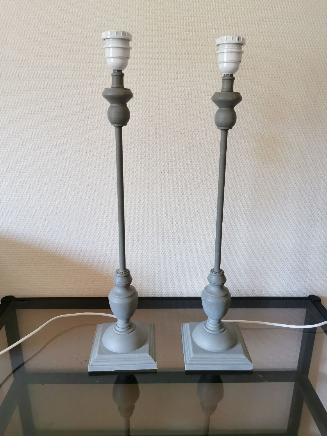 Paire de pieds de lampe bois tourné
