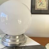 Ceiling light fixture globe white opal glass 20 cm aluminium base