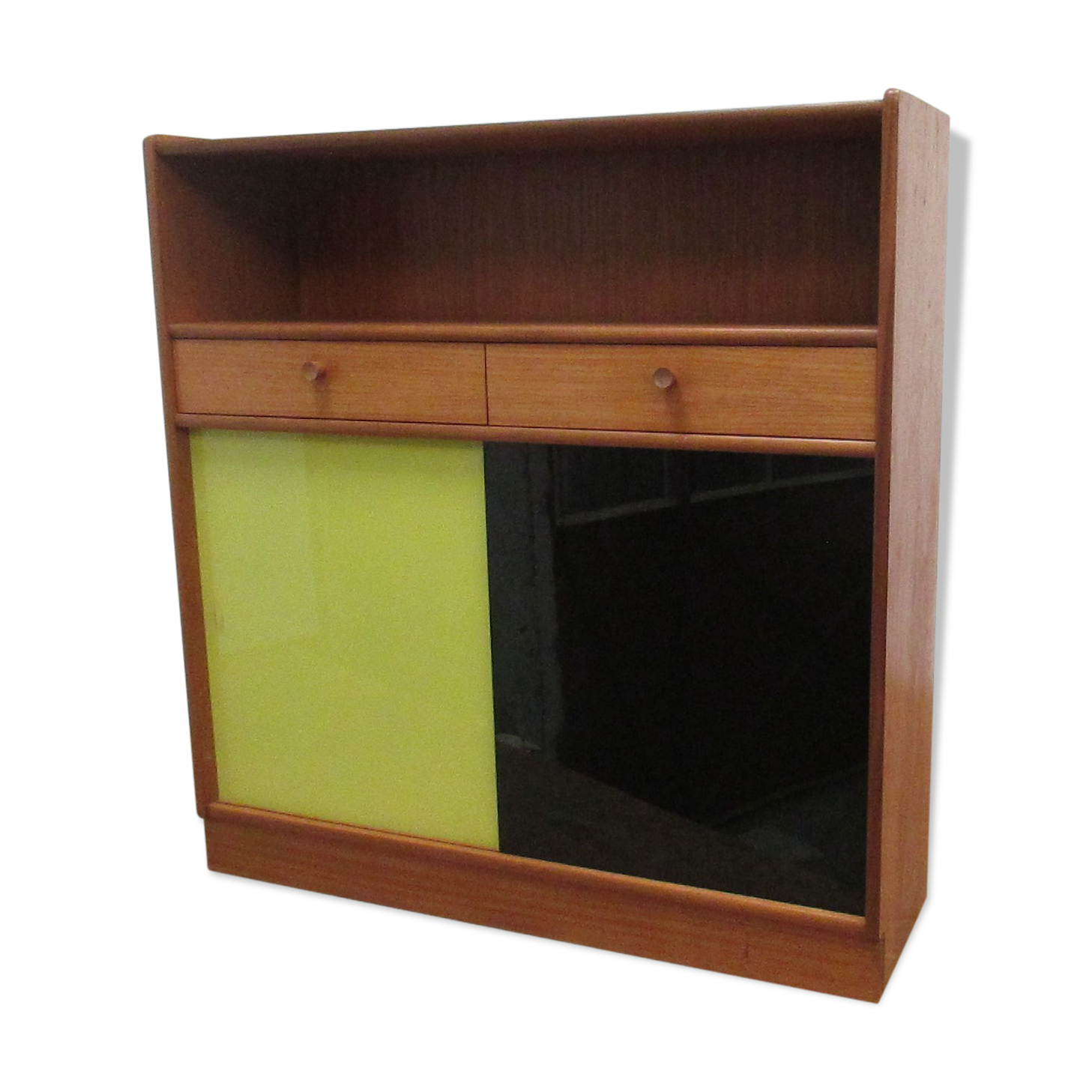 Small Yellow and Black glass furniture with sliding doors