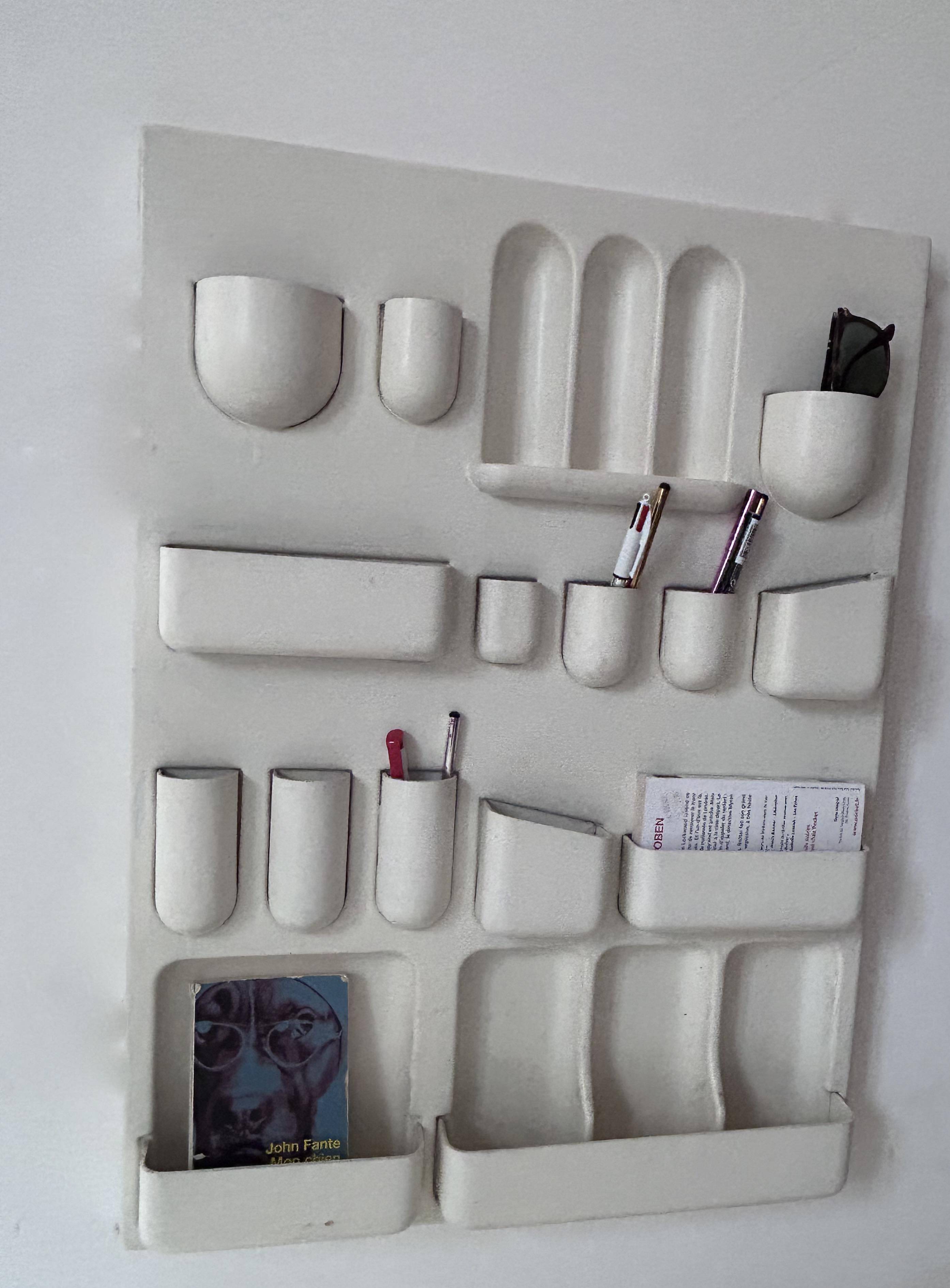 Vintage wall storage system in matte white ABS, Italy 1970s.