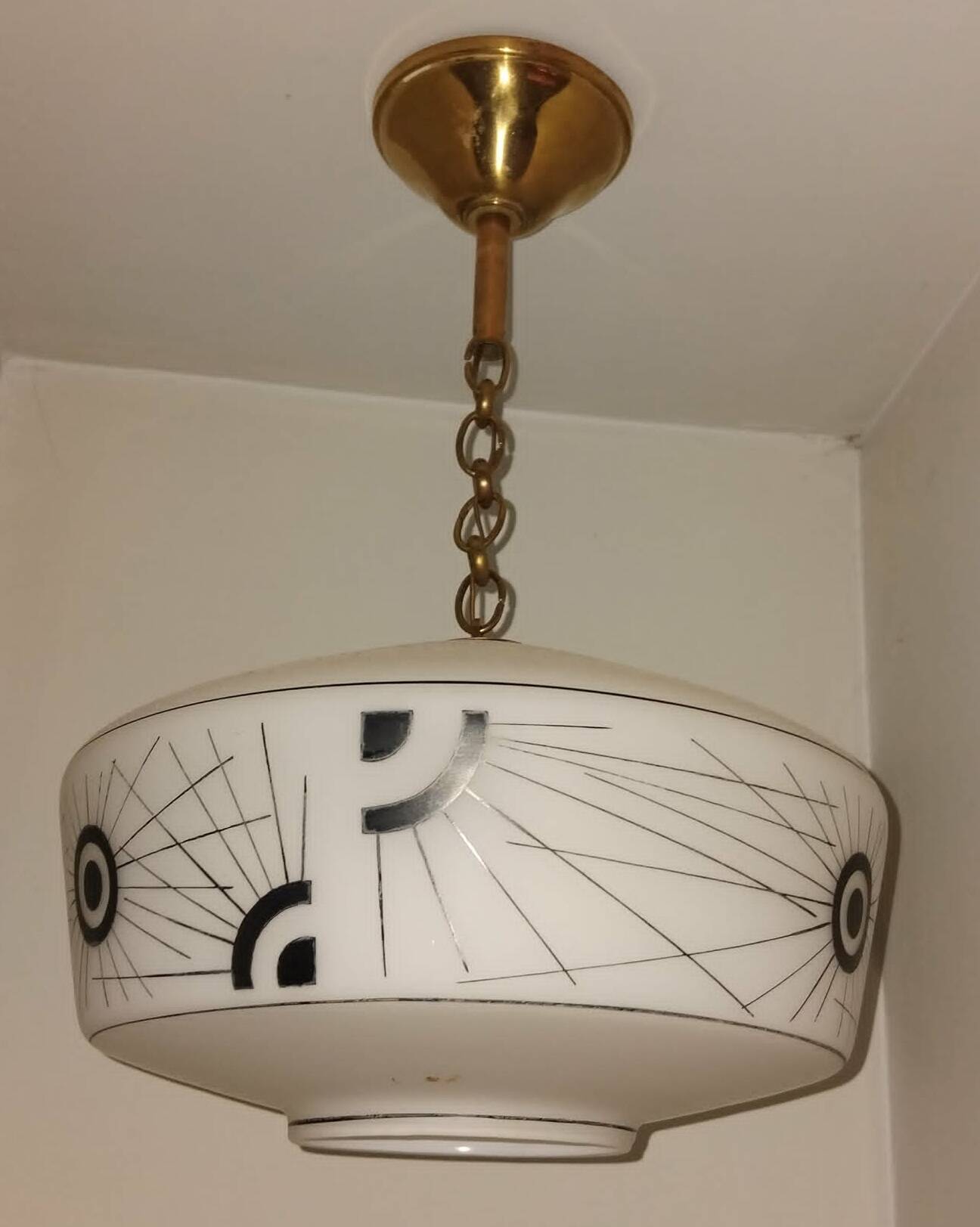 Suspension opaline décorée années 50/60
