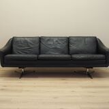 Black leather sofa, Danish design, 1960s, manufacturer: Eran Møbler, design