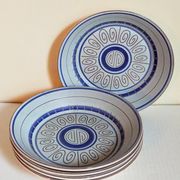 Cinq assiettes creuses céramiques M.B.F.A  PORNIC vintages service Daphné