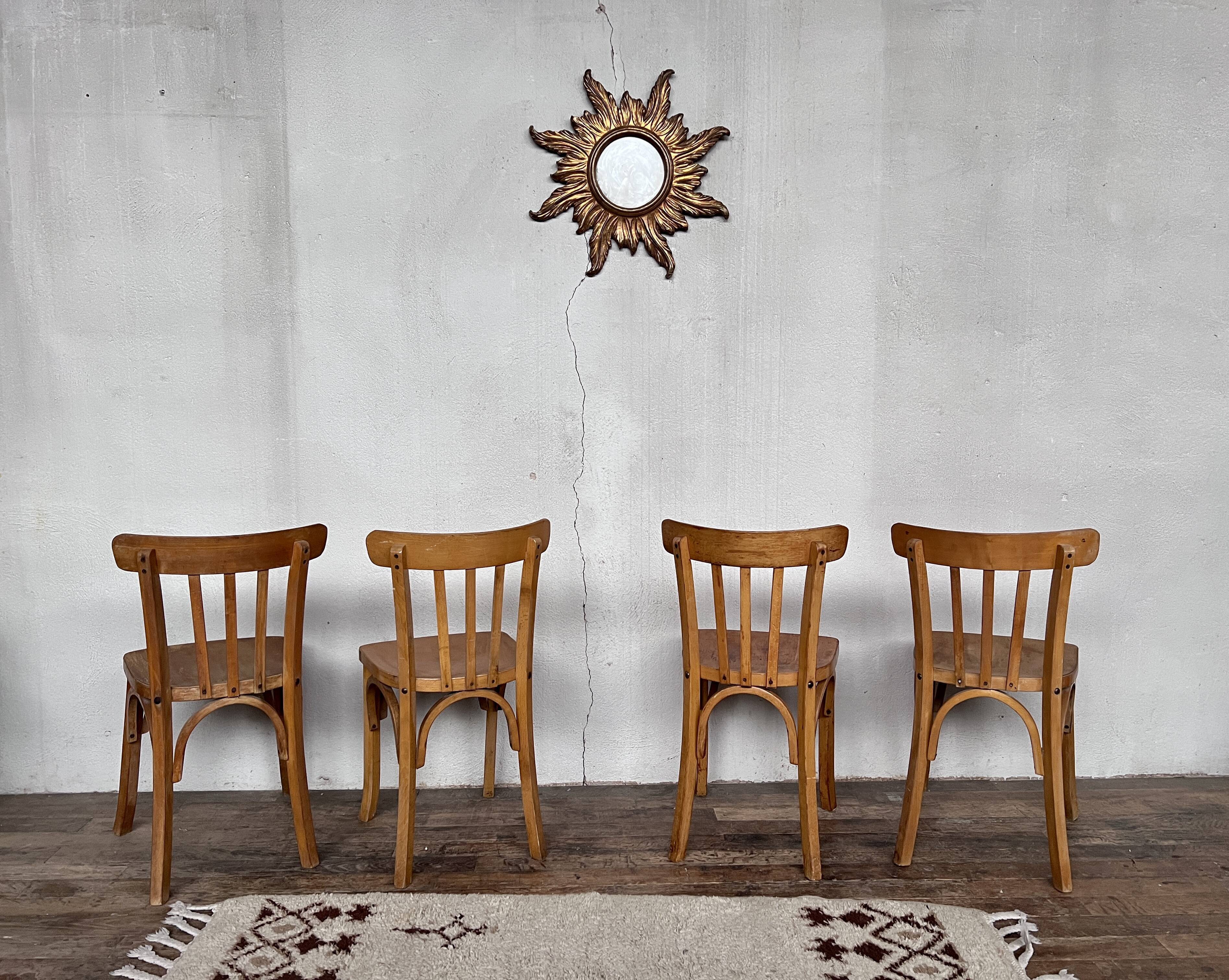 Série 4 chaises en bois  1950