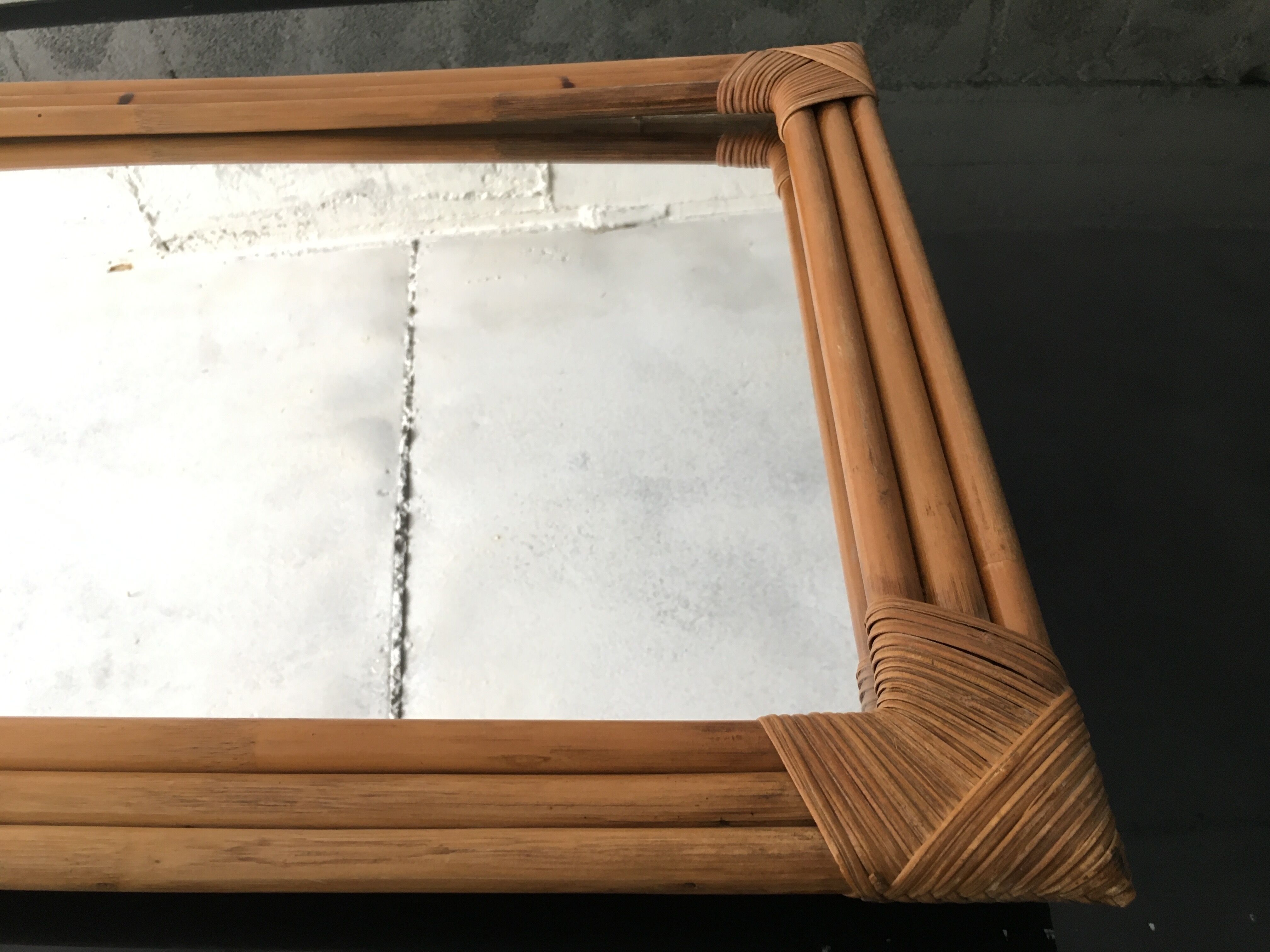 Rectangular rattan mirror, 72x47 cm