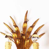 Pair of large vintage gilt sheaf of wheat sconces