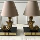 Pair of bronze and marble lamp art deco 30s