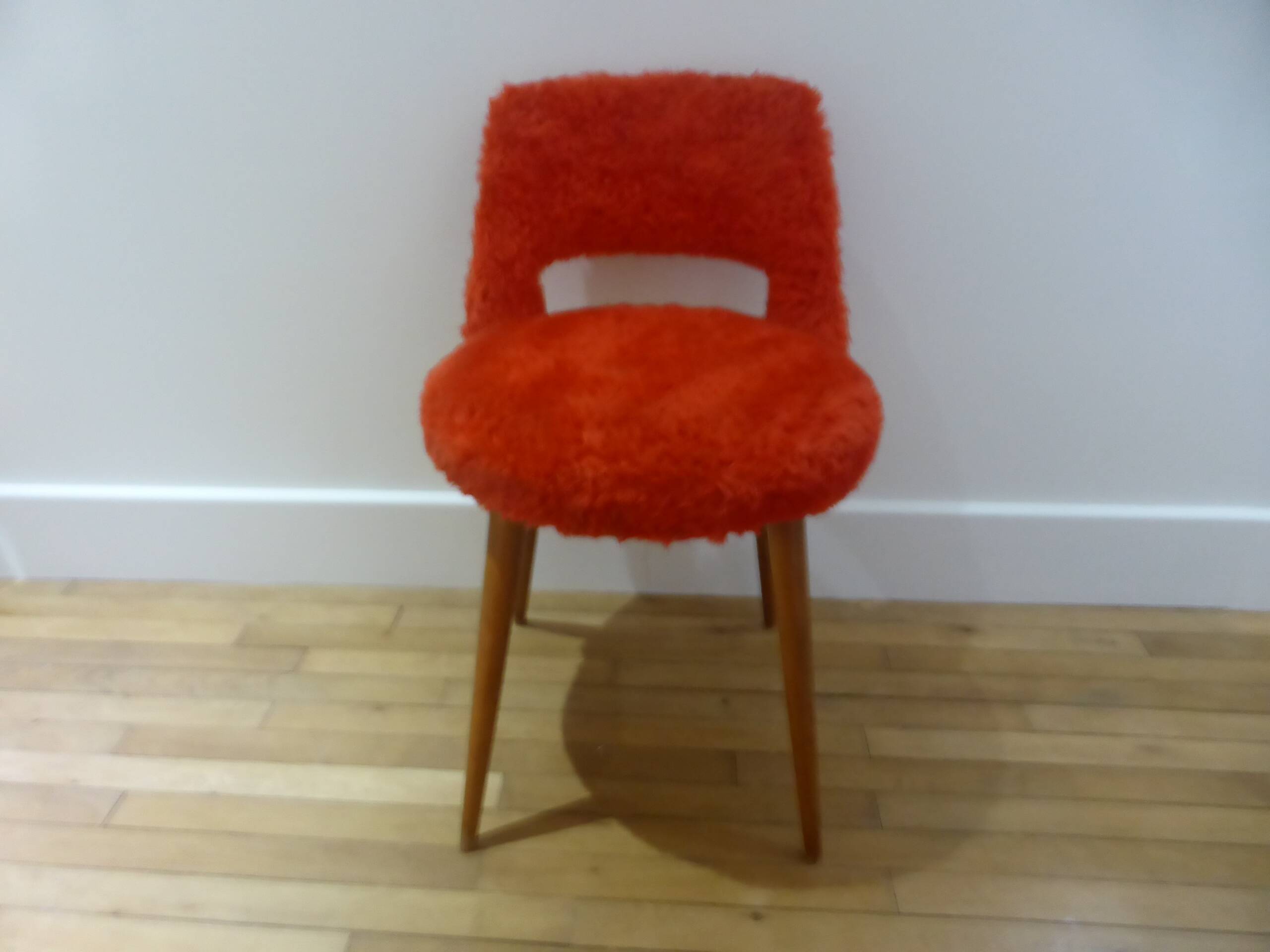 vintage red fur chair