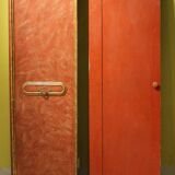 20th Century Italian Faux Red Porphyry Lacquered and Gilt Framed Wood Door
