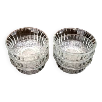 6 dessert bowls Clear glass / Scalloped edges