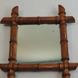 Antique mercury mirror in turned bamboo-style wood – Rare 19th century piece