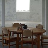 Large Danish mid-century modern dining table in pine, Tage Poulsen, 1970s.