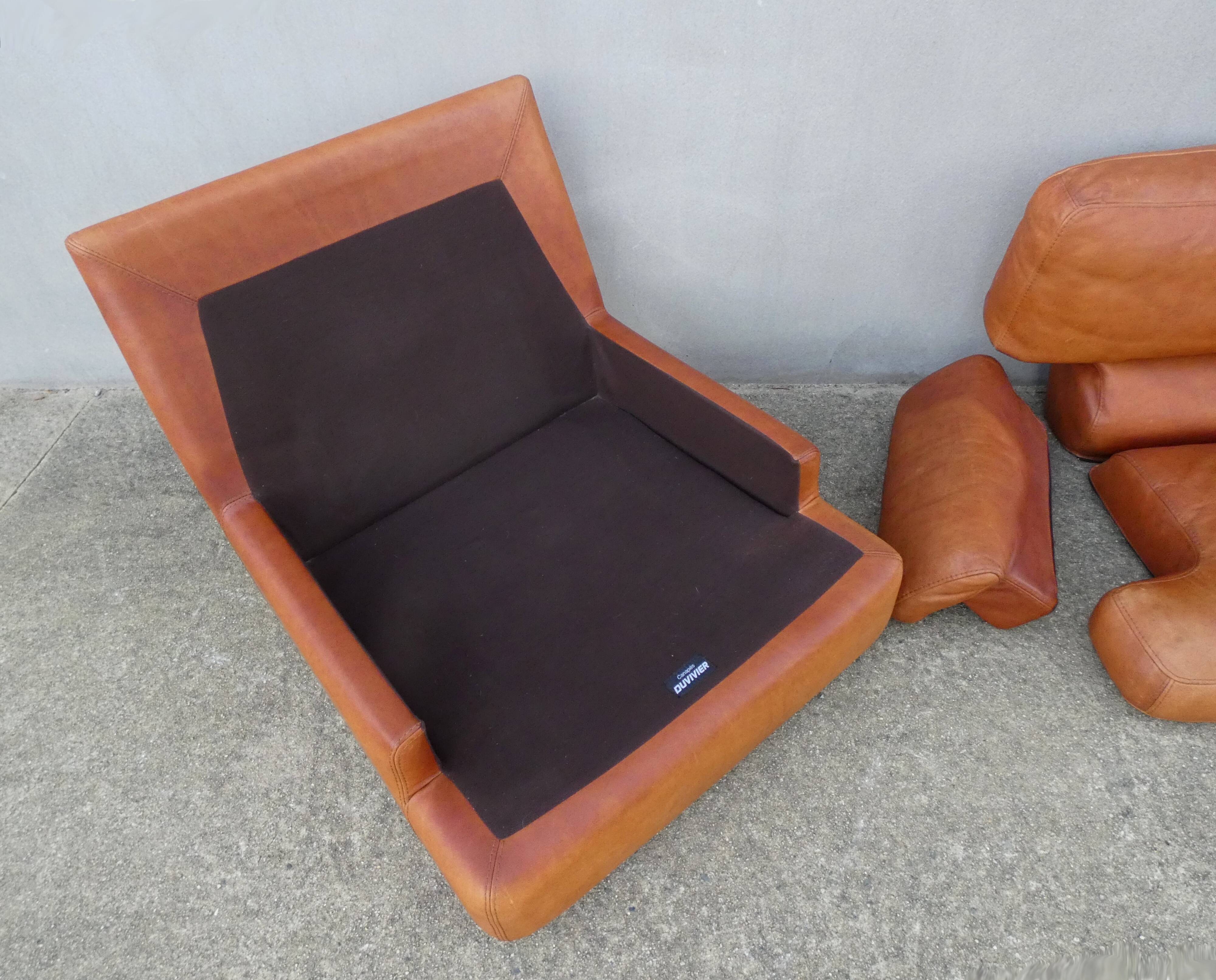 Vintage loft leather armchair DUVIVIER