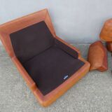 Vintage loft leather armchair DUVIVIER
