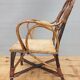 Fauteuil enfant 1890 châtaigner, rotin et velours damassé