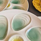 Set of 4 old oyster plates, SALINS pottery, France
