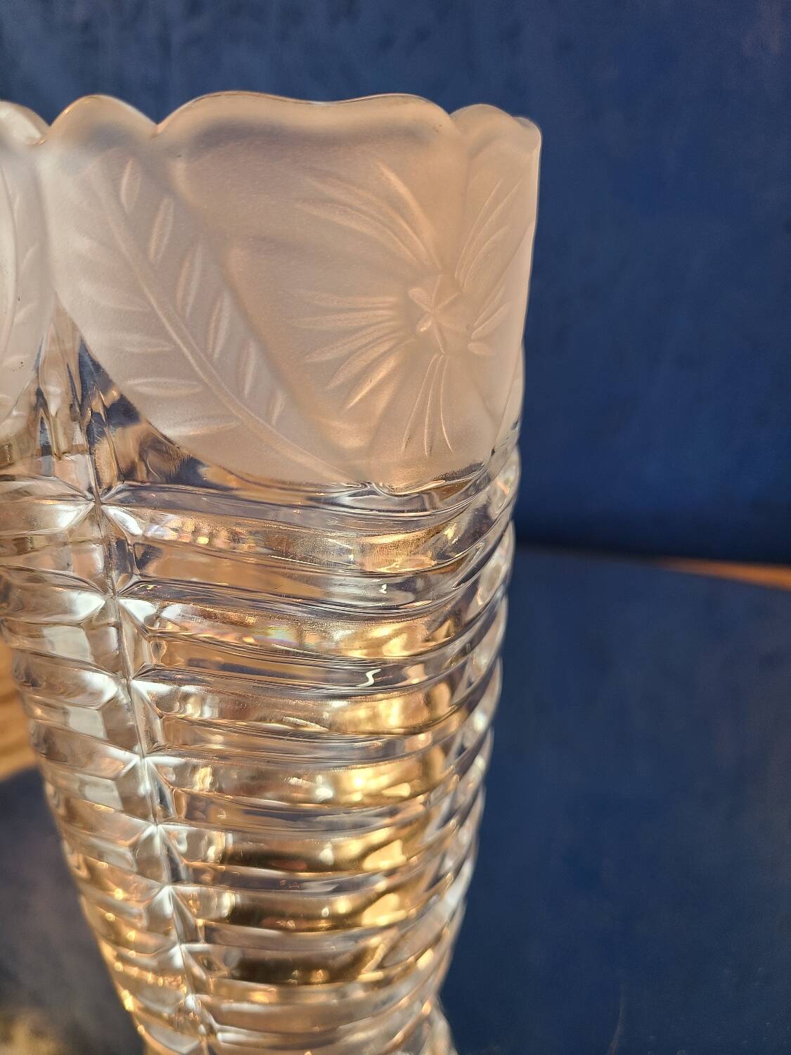Antique crystal vase, floral pattern