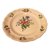Large serving plate in Lunevile porcelain, flower model (pink tulip), early twentieth century