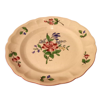 Plat en porcelaine de Lunévile, modèle fleurs (tulipe-rose), début du XXe s