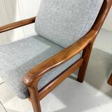 EMC Furniture teak highback easy chair & footstool Denmark 1970’s