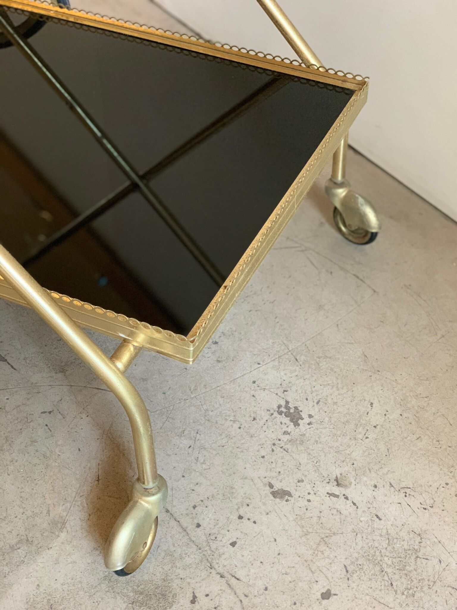 Brass and glass service trolley