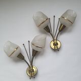 Pair of Arlus gold globe tulip wall lights from the 60s