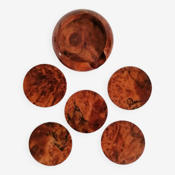 Wooden coasters in cedar burl