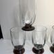 Set of 4 small glasses / flutes with purple feet art deco 30s