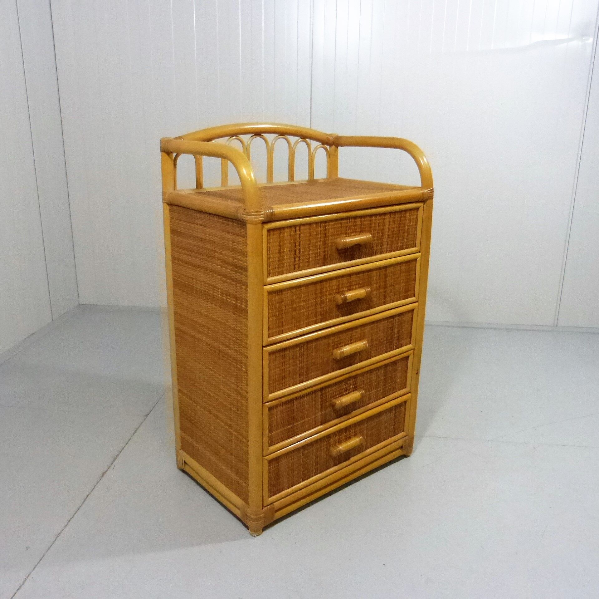 Rattan & wicker chest of drawers, 1980’s