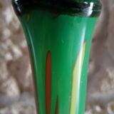 Vase soliflore vintage en verre soufflé multicolore