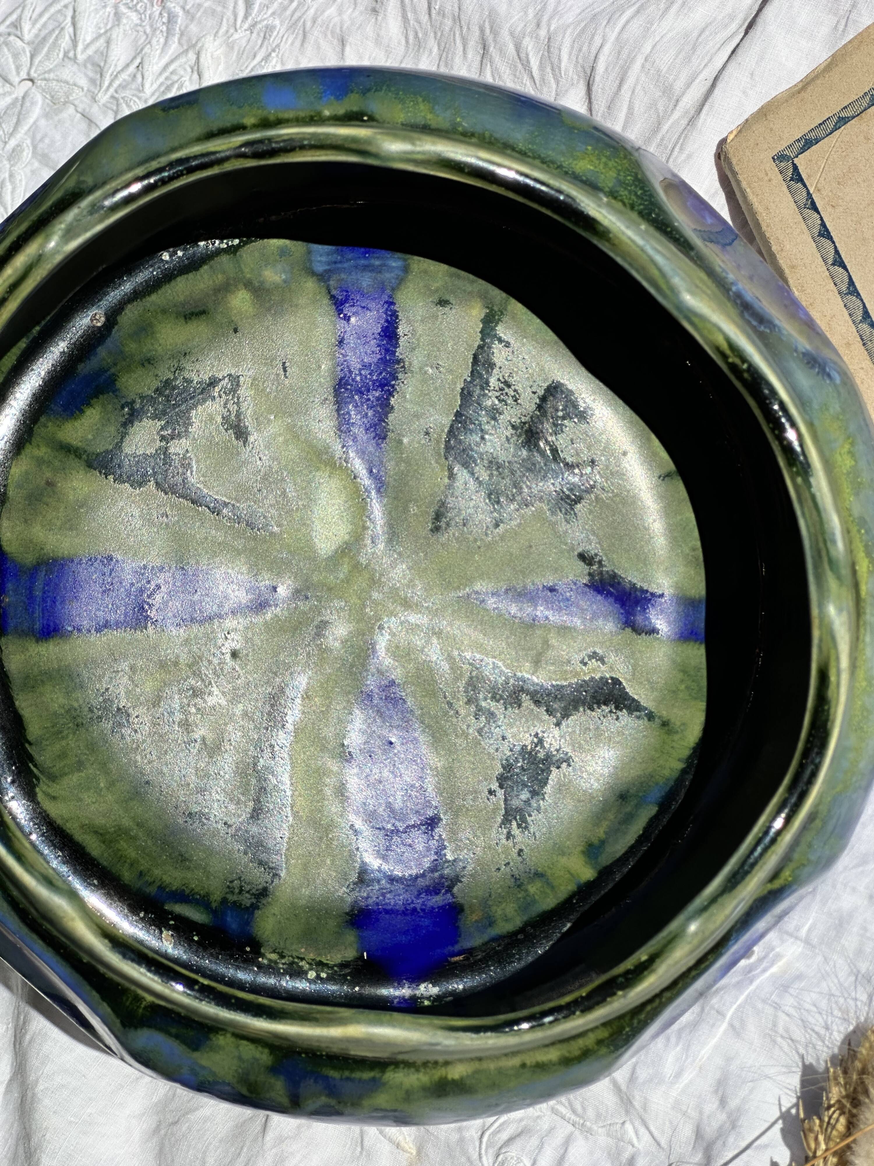 Gilbert metenier signed ceramic bowl // french art deco