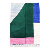 Tapis azilal fait main multicolore vert, rose, bleu, gris taille 150x250 cm