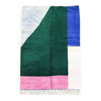 Azilal handmade carpet multicolor green, pink, blue, gray size 150x250 cm